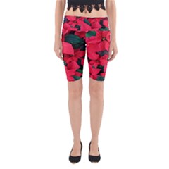 Red Poinsettia Flower Yoga Cropped Leggings by Mariart