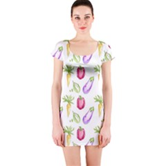 Vegetable Pattern Carrot Short Sleeve Bodycon Dress by Mariart