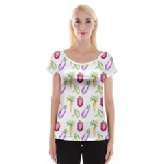 Vegetable Pattern Carrot Cap Sleeve Tops by Mariart