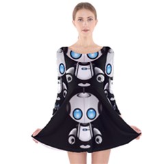 Cute Robot Long Sleeve Velvet Skater Dress by Valentinaart