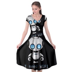 Cute Robot Cap Sleeve Wrap Front Dress by Valentinaart