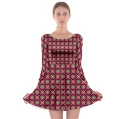 Kaleidoscope Seamless Pattern Long Sleeve Skater Dress by BangZart