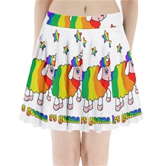 Unicorn Sheep Pleated Mini Skirt by Valentinaart