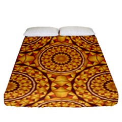 Golden Mandalas Pattern Fitted Sheet (queen Size) by linceazul