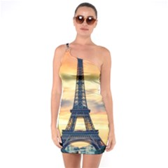 Eiffel Tower Paris France Landmark One Soulder Bodycon Dress by Nexatart