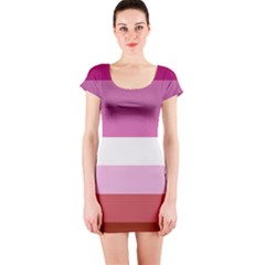 Lesbian Pride Flag Short Sleeve Bodycon Dress by Valentinaart