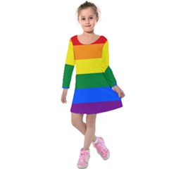 Pride Flag Kids  Long Sleeve Velvet Dress by Valentinaart