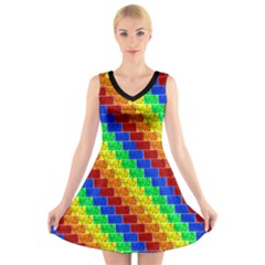 Hash Life Rainbow V-neck Sleeveless Dress by tigstogs