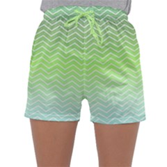 Green Line Zigzag Pattern Chevron Sleepwear Shorts by Nexatart