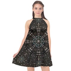 Pearl Stars On A Wonderful Sky Of Star Constellations Halter Neckline Chiffon Dress  by pepitasart