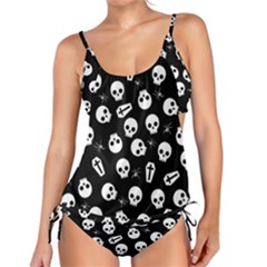 Skull, Spider And Chest  - Halloween Pattern Tankini Set by Valentinaart