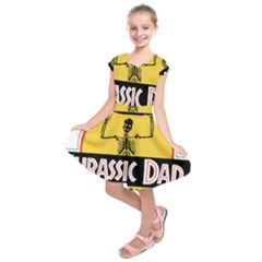 Jurassic Dad Dinosaur Skeleton Funny Birthday Gift Kids  Short Sleeve Dress by PodArtist