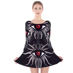 Inquisition Symbol Long Sleeve Velvet Skater Dress by Valentinaart