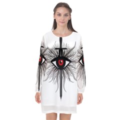 Inquisition Symbol Long Sleeve Chiffon Shift Dress  by Valentinaart