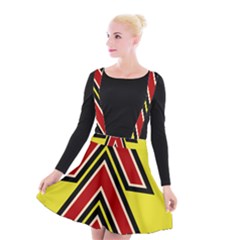 Chevron Symbols Multiple Large Red Yellow Suspender Skater Skirt by Mariart