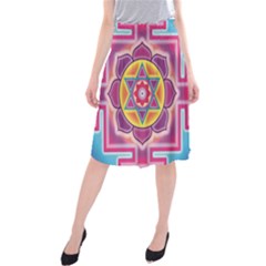 Kali Yantra Inverted Rainbow Midi Beach Skirt by Mariart