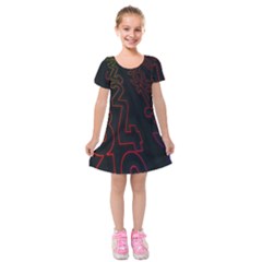 Neon Number Kids  Short Sleeve Velvet Dress by Mariart