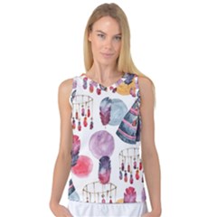 Boho Tribal Watercolor White Pattern Women s Basketball Tank Top by paulaoliveiradesign