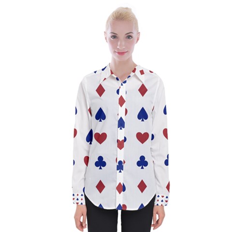 Playing Cards Hearts Diamonds Womens Long Sleeve Shirt by Mariart