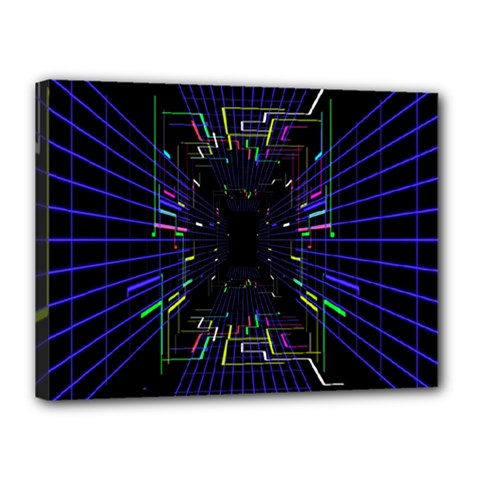 Seamless 3d Animation Digital Futuristic Tunnel Path Color Changing Geometric Electrical Line Zoomin Canvas 16  X 12  by Mariart