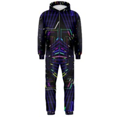 Seamless 3d Animation Digital Futuristic Tunnel Path Color Changing Geometric Electrical Line Zoomin Hooded Jumpsuit (men)  by Mariart