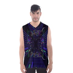 Seamless 3d Animation Digital Futuristic Tunnel Path Color Changing Geometric Electrical Line Zoomin Men s Basketball Tank Top by Mariart