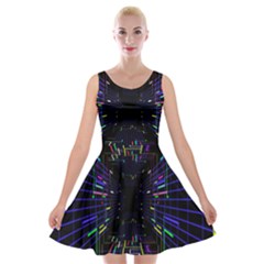 Seamless 3d Animation Digital Futuristic Tunnel Path Color Changing Geometric Electrical Line Zoomin Velvet Skater Dress by Mariart