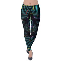 Seamless 3d Animation Digital Futuristic Tunnel Path Color Changing Geometric Electrical Line Zoomin Velvet Leggings by Mariart