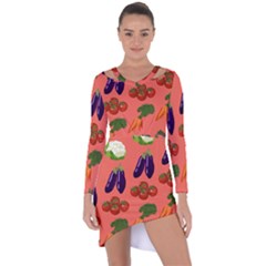 Vegetable Carrot Tomato Pumpkin Eggplant Asymmetric Cut-out Shift Dress by Mariart