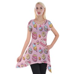 Sweet Pattern Short Sleeve Side Drop Tunic by Valentinaart