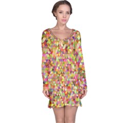 Multicolored Mixcolor Geometric Pattern Long Sleeve Nightdress by paulaoliveiradesign