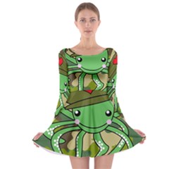 Octopus Army Ocean Marine Sea Long Sleeve Skater Dress by Nexatart