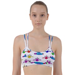 Fish Swim Cartoon Funny Cute Line Them Up Sports Bra by Nexatart