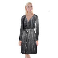 Black Rays Light Stars Space Long Sleeve Velvet Front Wrap Dress by Mariart