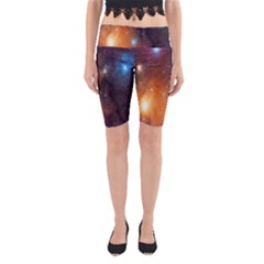 Galaxy Space Star Light Yoga Cropped Leggings by Mariart