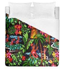 Hawaiian Girls Black Flower Floral Summer Duvet Cover (queen Size) by Mariart