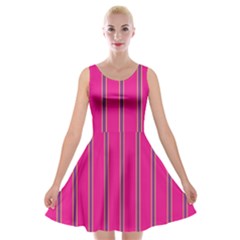 Pink Line Vertical Purple Yellow Fushia Velvet Skater Dress by Mariart