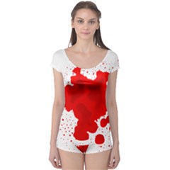 Red Blood Transparent Boyleg Leotard  by Mariart