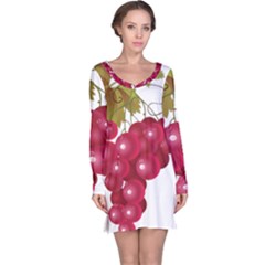 Red Fruit Grape Long Sleeve Nightdress by Mariart