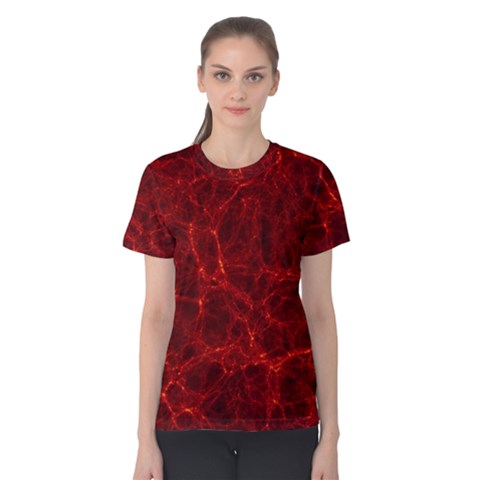 Simulation Red Water Waves Light Women s Cotton Tee by Mariart