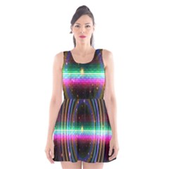 Spectrum Space Line Rainbow Hole Scoop Neck Skater Dress by Mariart