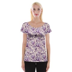 Vegetable Cabbage Purple Flower Cap Sleeve Tops by Mariart