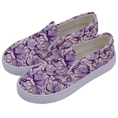 Vegetable Cabbage Purple Flower Kids  Canvas Slip Ons by Mariart