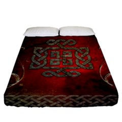 The Celtic Knot With Floral Elements Fitted Sheet (queen Size) by FantasyWorld7