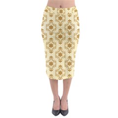 Flower Brown Star Rose Midi Pencil Skirt by Mariart