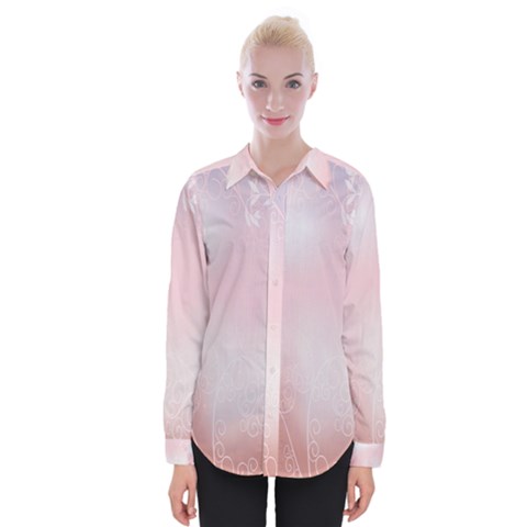 Love Heart Pink Valentine Flower Leaf Womens Long Sleeve Shirt by Mariart