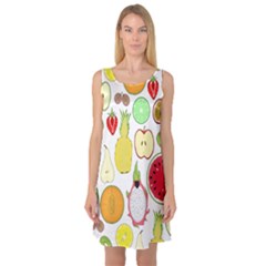 Mango Fruit Pieces Watermelon Dragon Passion Fruit Apple Strawberry Pineapple Melon Sleeveless Satin Nightdress by Mariart