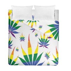 Marijuana Cannabis Rainbow Love Green Yellow Red White Leaf Duvet Cover Double Side (full/ Double Size) by Mariart