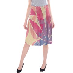 Marijuana Heart Cannabis Rainbow Pink Cloud Midi Beach Skirt by Mariart