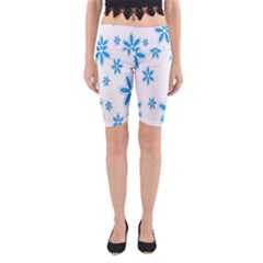 Star Flower Blue Yoga Cropped Leggings by Mariart